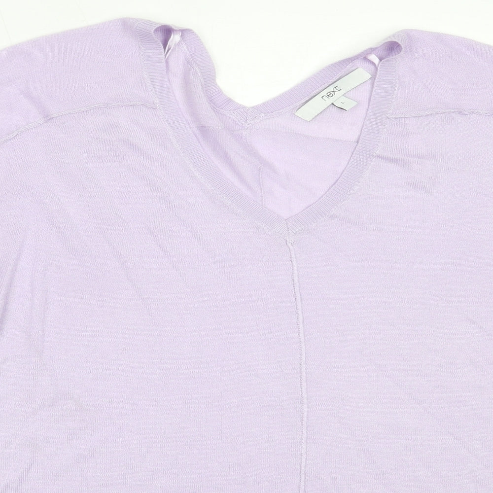 NEXT Womens Purple V-Neck  Viscose Pullover Jumper Size L