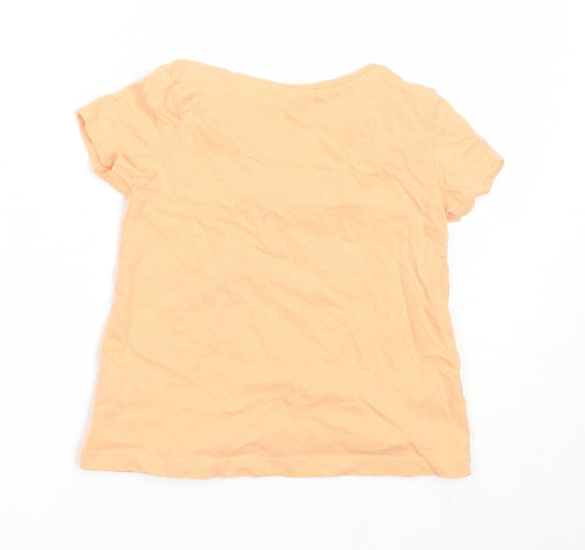 George Girls Orange  Cotton Basic T-Shirt Size 6-9 Months Round Neck