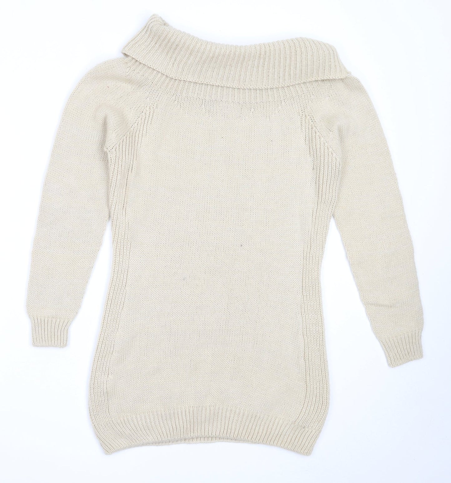 Preworn Womens Beige Roll Neck  Acrylic Pullover Jumper Size S