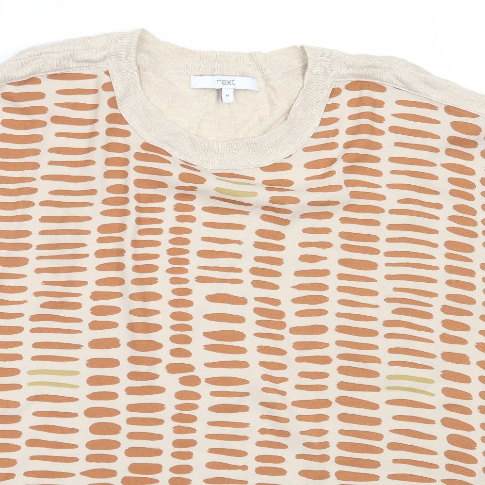 NEXT Womens Beige  Polyester Basic Blouse Size M Round Neck