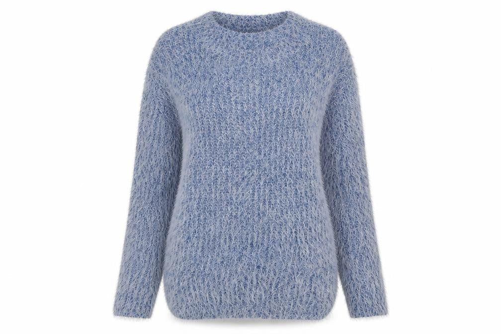 Moda Impression Womens Blue Crew Neck   Pullover Jumper Size M