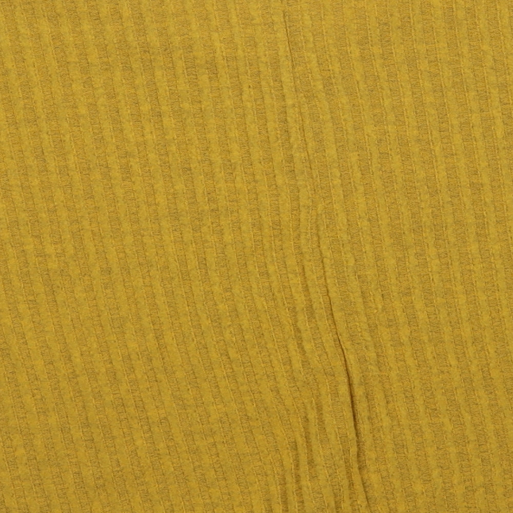 New Look Womens Yellow V-Neck  Polyester Pullover Jumper Size M