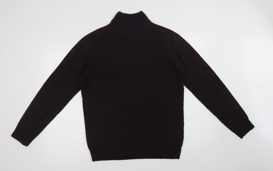 Burton Mens Purple Collared  Acrylic Henley Jumper Size M