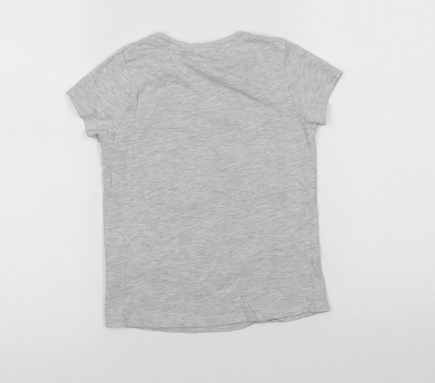 Pep & Co Girls Grey  Cotton Basic T-Shirt Size 6-7 Years Crew Neck  - Having Fun