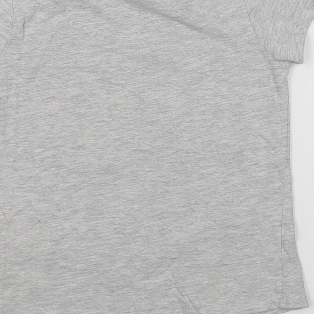 Pep & Co Girls Grey  Cotton Basic T-Shirt Size 6-7 Years Crew Neck  - Having Fun