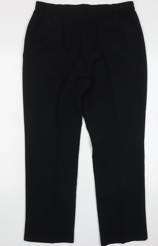 Marks and Spencer Womens Black  Polyester Trousers  Size 14 L29 in Regular Button