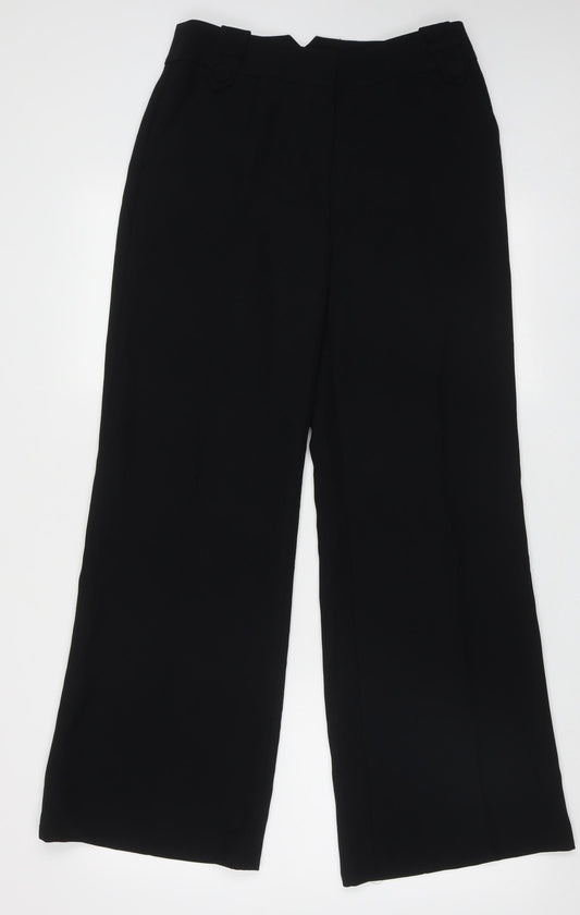 NEXT Womens Black  Polyester Trousers  Size 10 L30 in Regular Hook & Eye