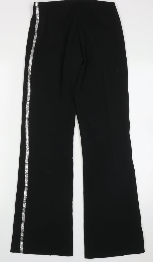 Dragon Womens Black  Polyester Trousers  Size 6 L30 in Regular Hook & Eye