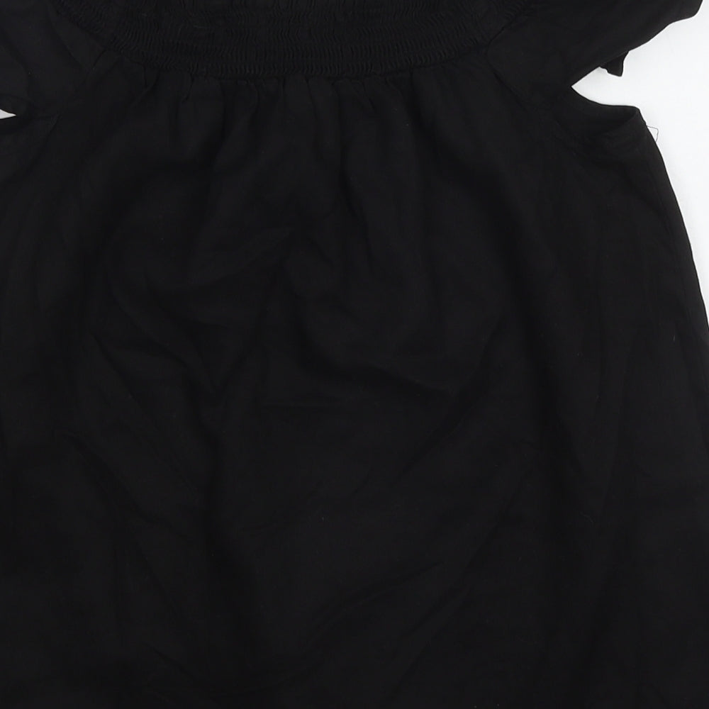 NEXT Womens Black  Lyocell Basic T-Shirt Size 8 Off the Shoulder