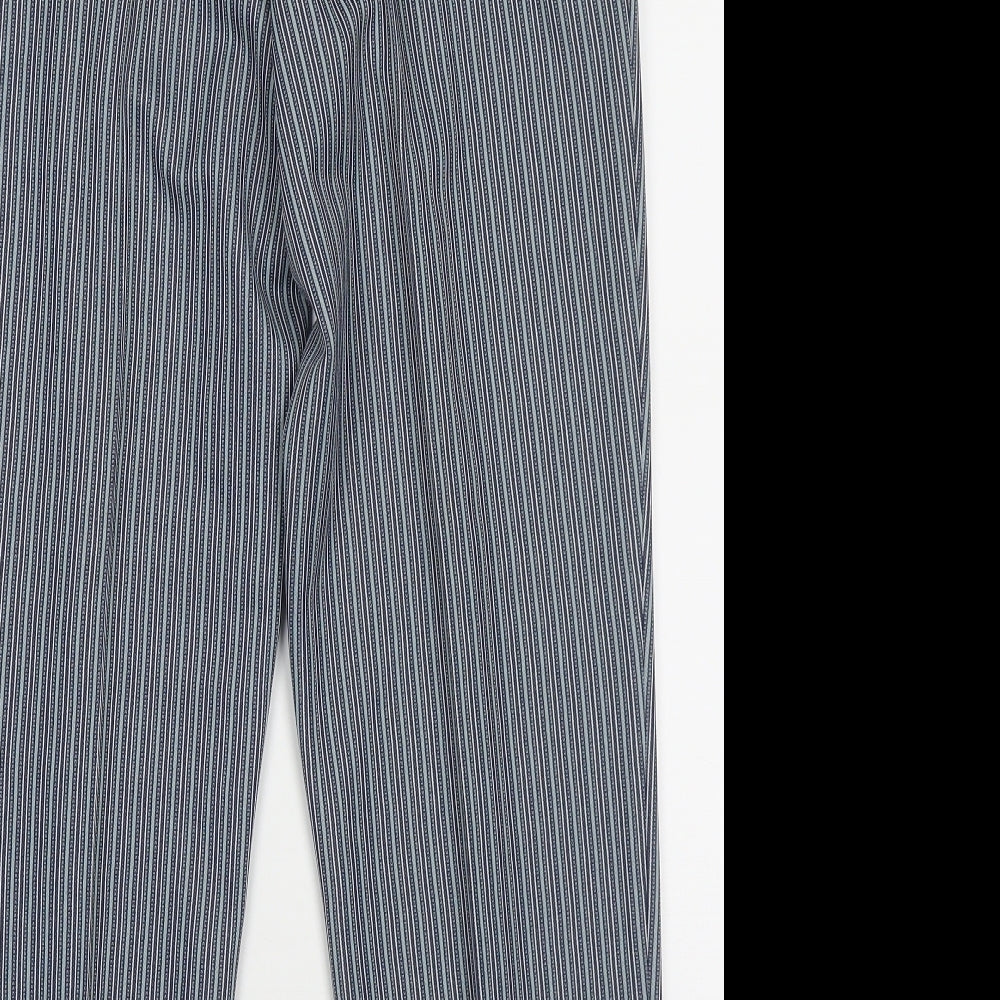 Marks and Spencer Womens Blue Striped Polyester Trousers  Size 14 L28 in Regular