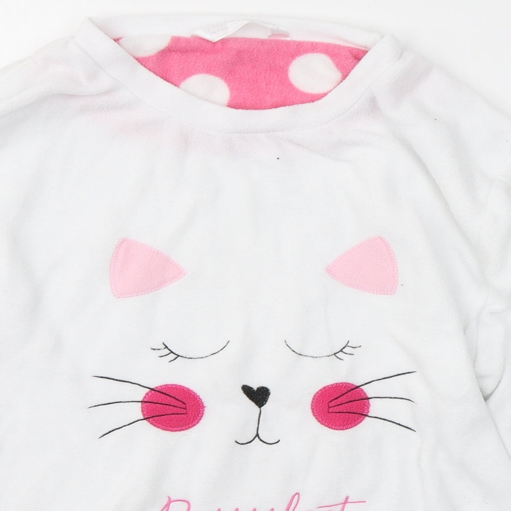 Nightwear Womens White Solid Polyester Top Pyjama Top Size 12   - purrfect kitty