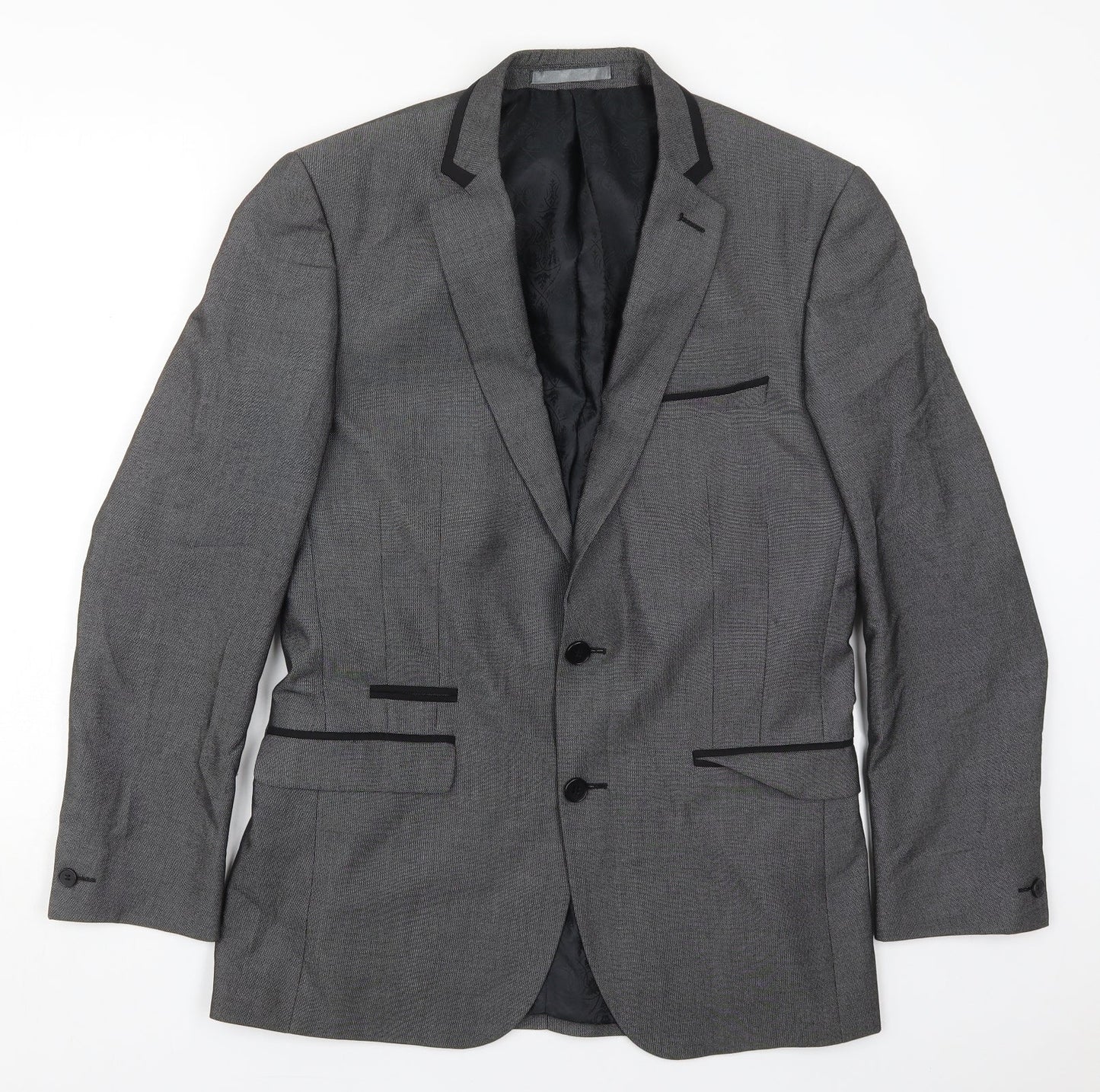 Red Herring Mens Grey  Polyester Jacket Suit Jacket Size 38