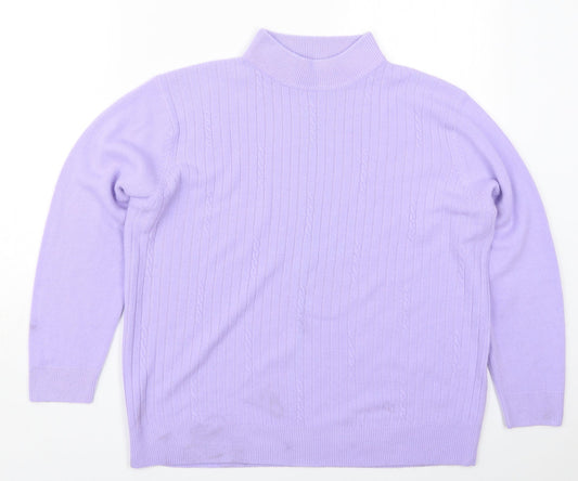 Bonmarché Womens Purple Mock Neck  Acrylic Pullover Jumper Size L