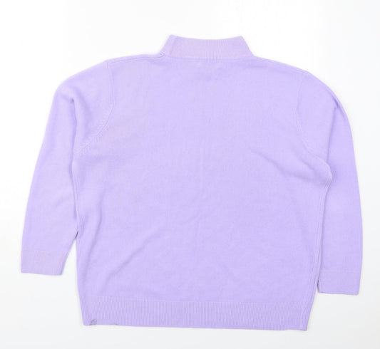 Bonmarché Womens Purple Mock Neck  Acrylic Pullover Jumper Size L