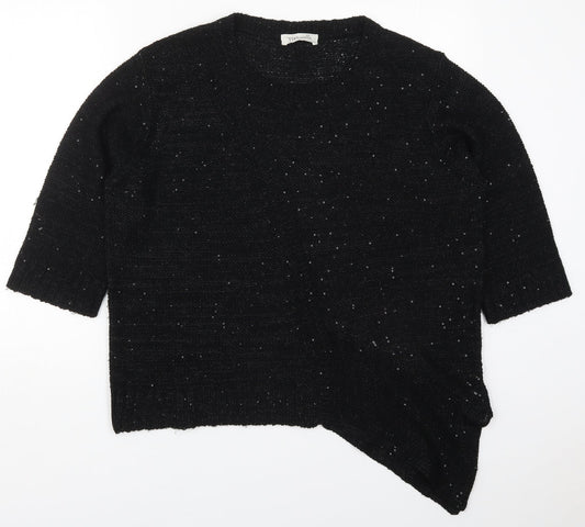 Virtuelle Womens Black Round Neck  Acrylic Pullover Jumper Size M