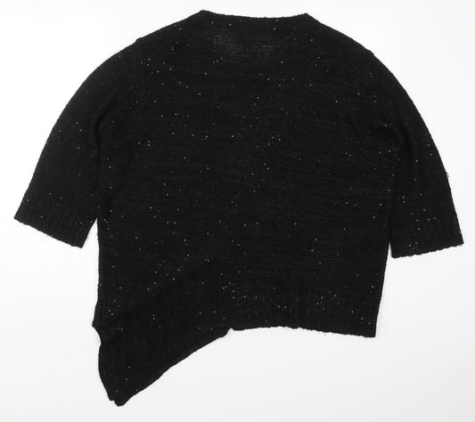 Virtuelle Womens Black Round Neck  Acrylic Pullover Jumper Size M