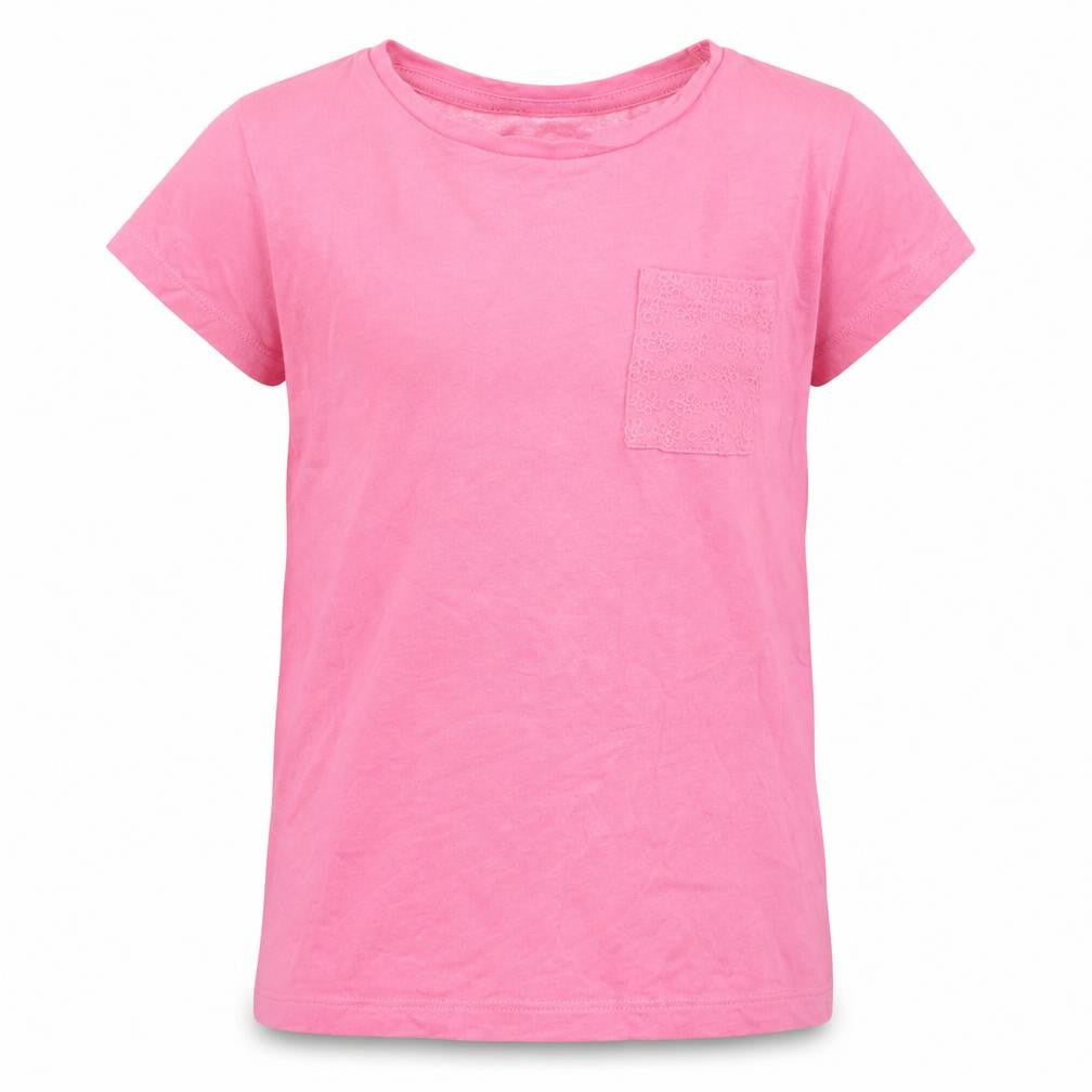 George Girls Pink  Cotton Basic T-Shirt Size 5 Years Crew Neck  - Chest Pocket
