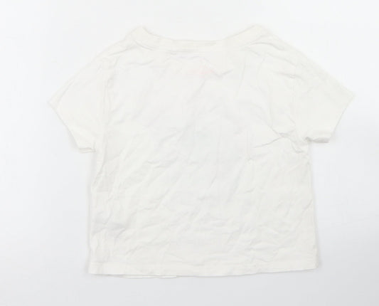 NEXT Girls White  Cotton Basic T-Shirt Size 3 Years Crew Neck  - Selfies for days