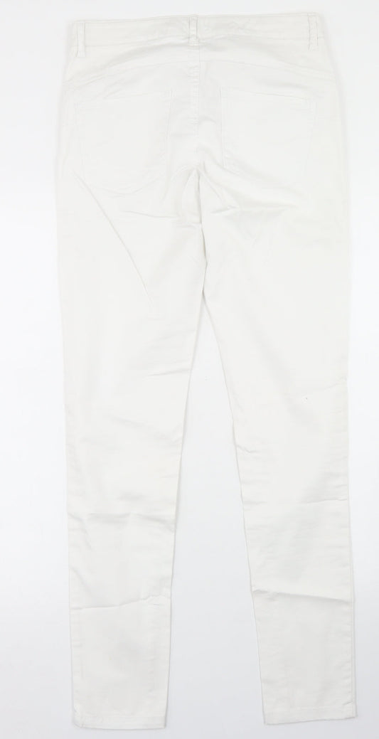United Colors of Benetton Womens White  Cotton Skinny Jeans Size 8 L29 in Regular Button