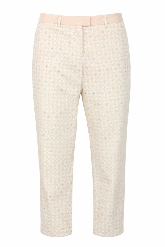 H&M Womens Pink Geometric Polyester Pedal Pusher Trousers Size 6 L27 in Regular Hook & Eye