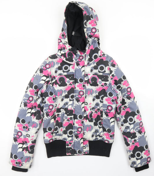 Only Womens Pink Paisley  Parka Coat Size S  Zip