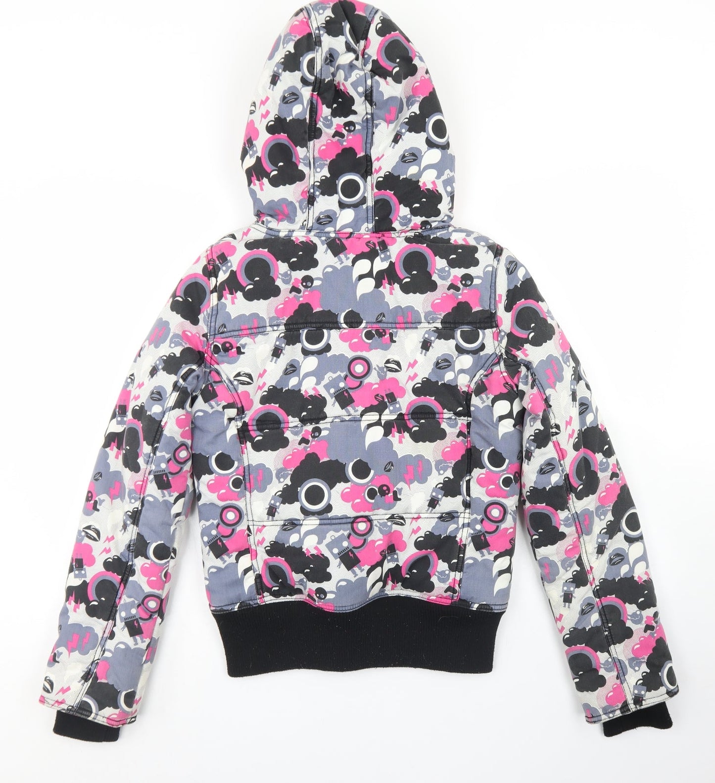 Only Womens Pink Paisley  Parka Coat Size S  Zip