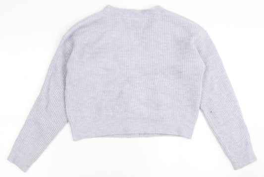 Candy Couture Girls Purple V-Neck  Acrylic Cardigan Jumper Size 13 Years  Button