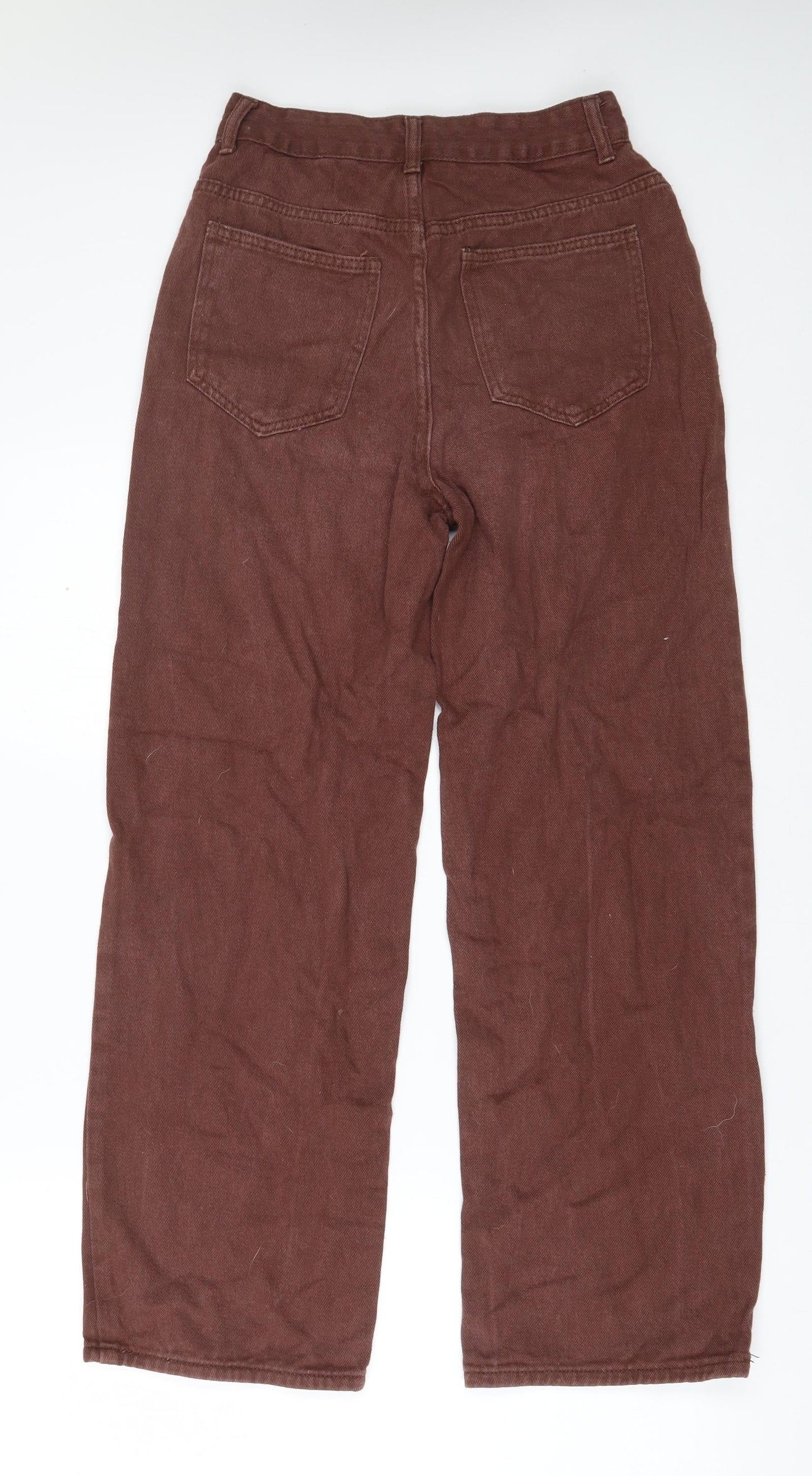 SheIn Womens Brown  Cotton Straight Jeans Size XS L27 in Regular Zip