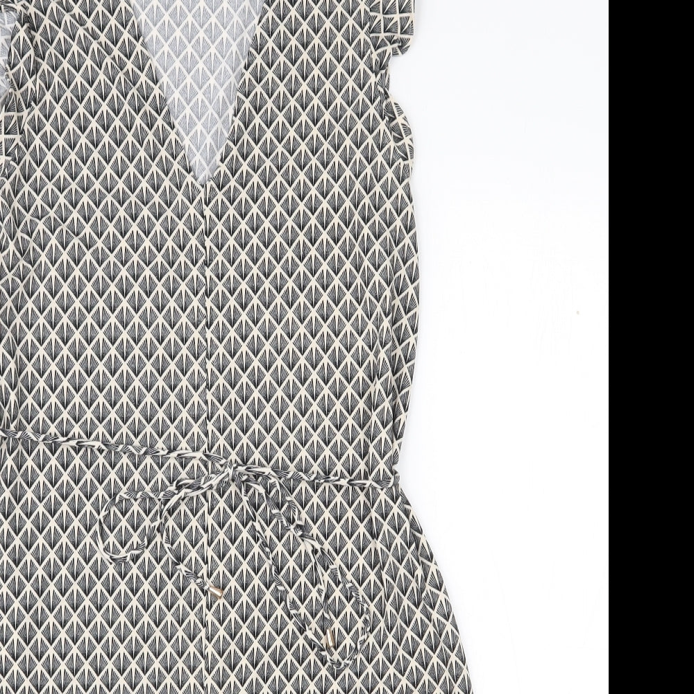 H&M Womens Black Geometric Polyester A-Line  Size S  V-Neck Pullover