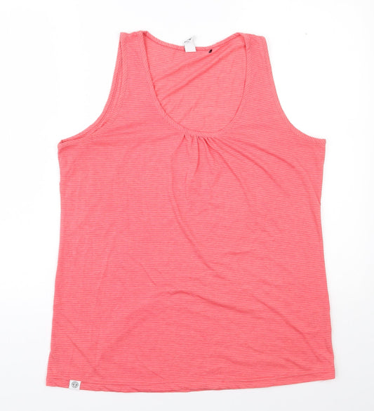 Tog Twenty Four Womens Pink Striped Polyester Basic Tank Size 14 Scoop Neck Pullover