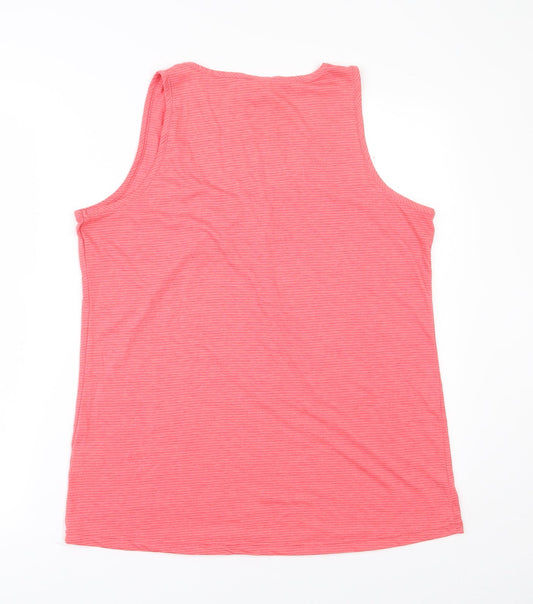 Tog Twenty Four Womens Pink Striped Polyester Basic Tank Size 14 Scoop Neck Pullover