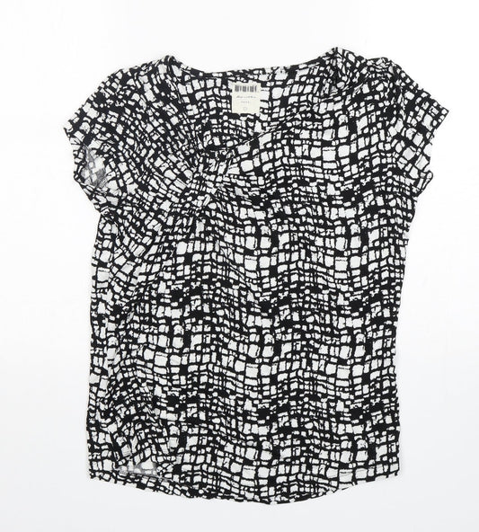 NEXT Womens Multicoloured Geometric Viscose Basic T-Shirt Size 10 Round Neck
