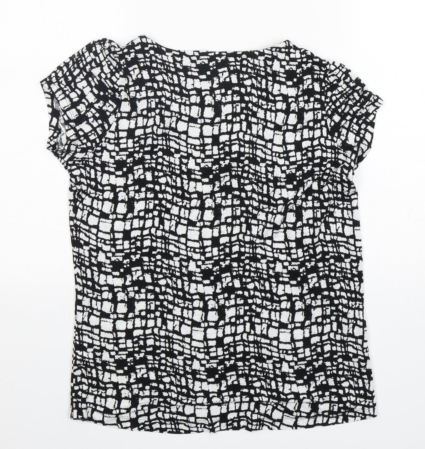 NEXT Womens Multicoloured Geometric Viscose Basic T-Shirt Size 10 Round Neck