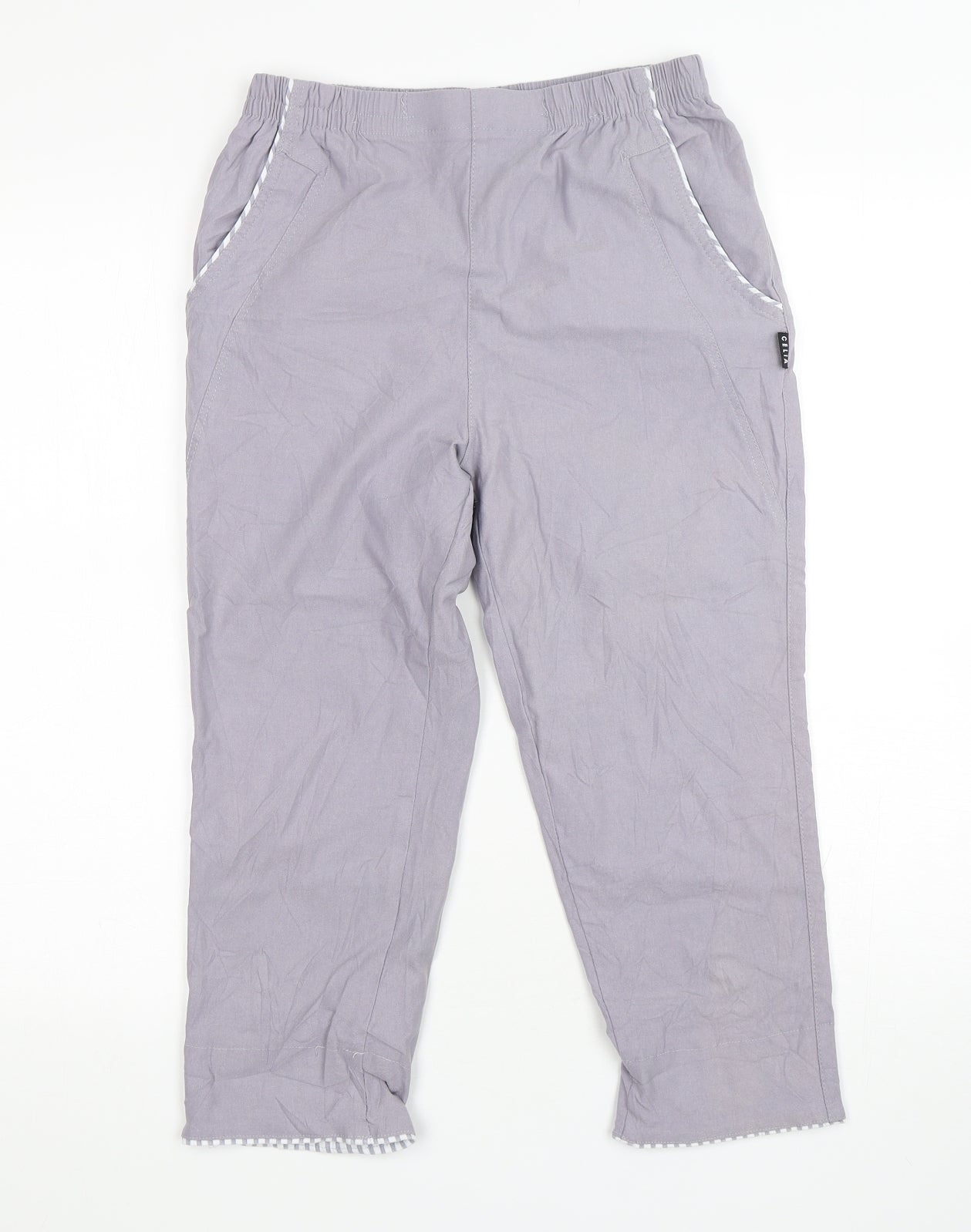 Preworn  Womens Grey  Viscose Pedal Pusher Trousers Size 8 L21 in Regular
