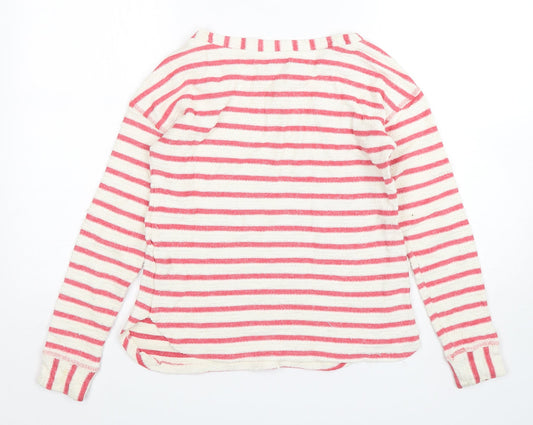 Marks and Spencer Womens Multicoloured Round Neck Striped Cotton Pullover Jumper Size 8