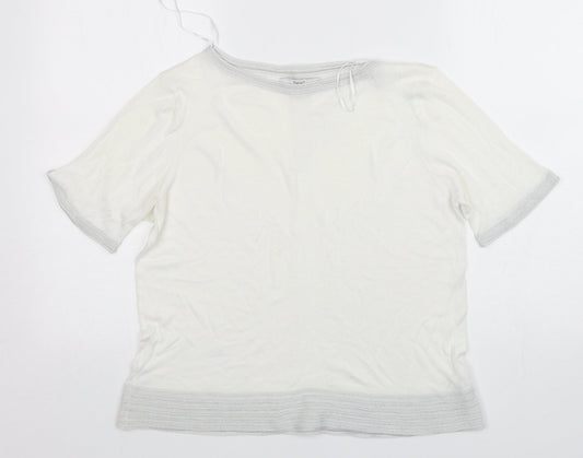 NEXT Womens White Round Neck  Viscose Pullover Jumper Size 14