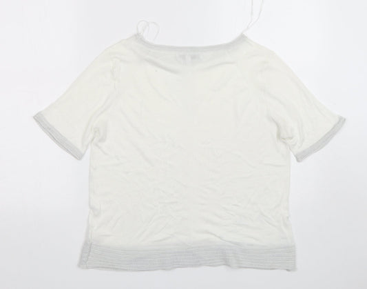 NEXT Womens White Round Neck  Viscose Pullover Jumper Size 14