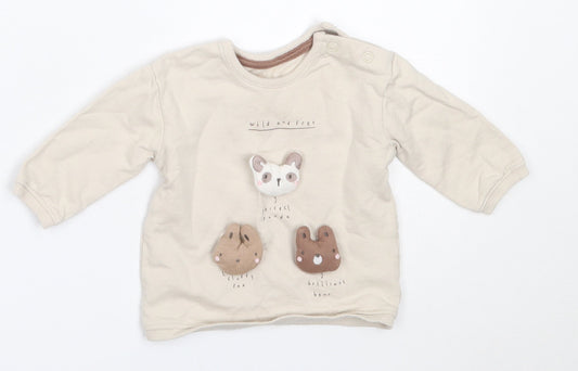 George Boys Beige  Cotton Pullover Jumper Size 0-3 Months