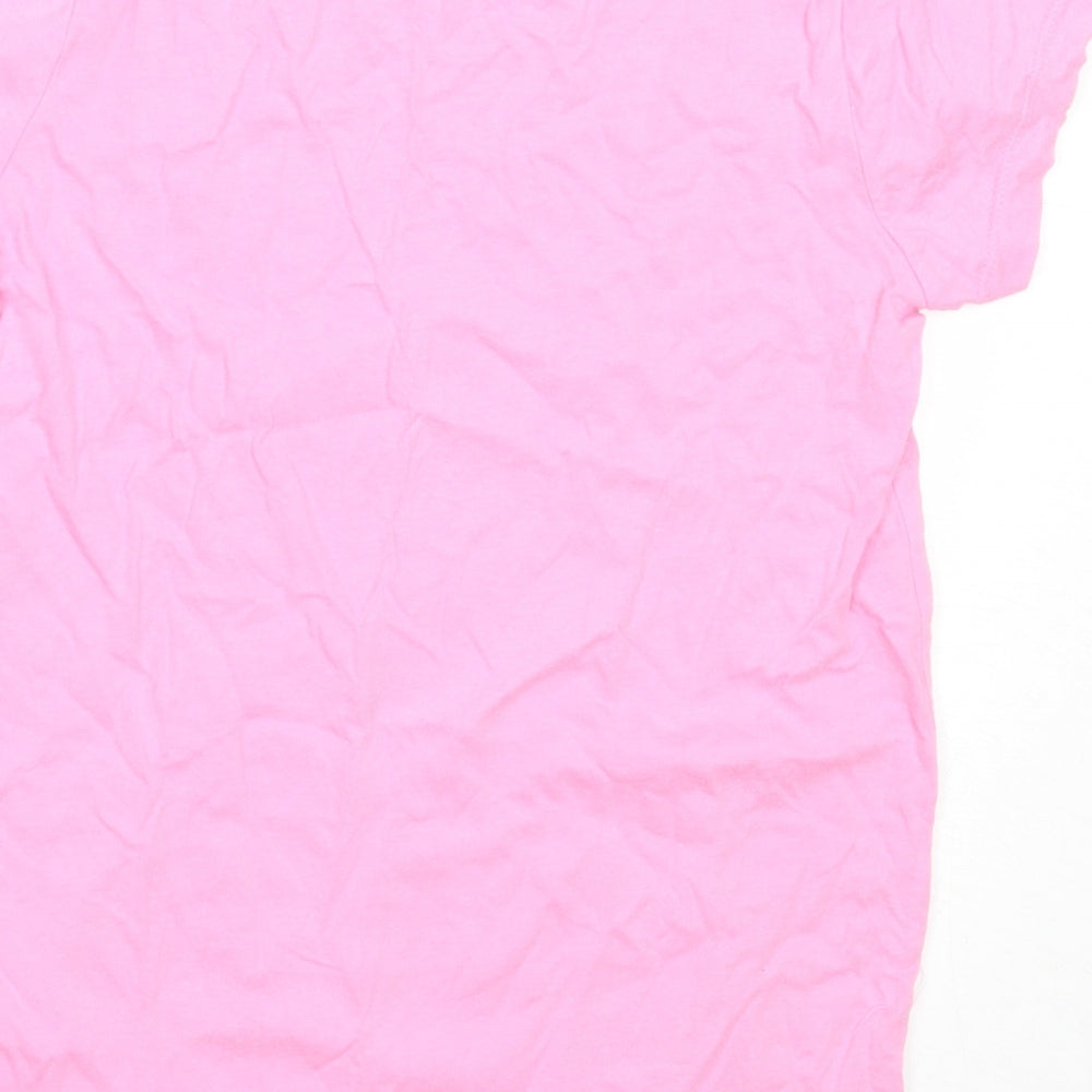 Primark Girls Pink  Cotton Basic T-Shirt Size 9-10 Years Round Neck  - popcorn