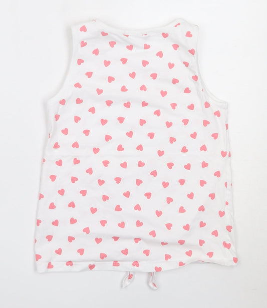 George Girls White  Cotton Basic Tank Size 10-11 Years Round Neck