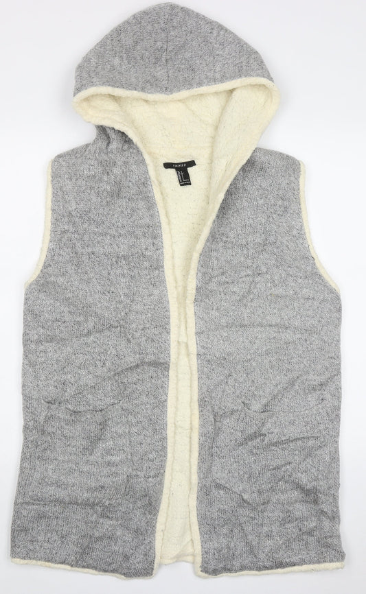 FOREVER 21 Womens Grey V-Neck  Acrylic Cardigan Jumper Size S