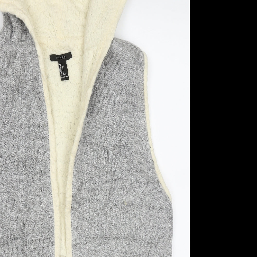 FOREVER 21 Womens Grey V-Neck  Acrylic Cardigan Jumper Size S
