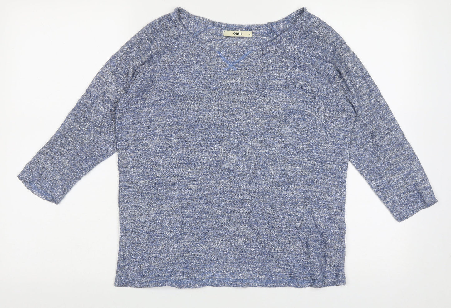 Oasis Womens Blue Boat Neck  Polyester Pullover Jumper Size S