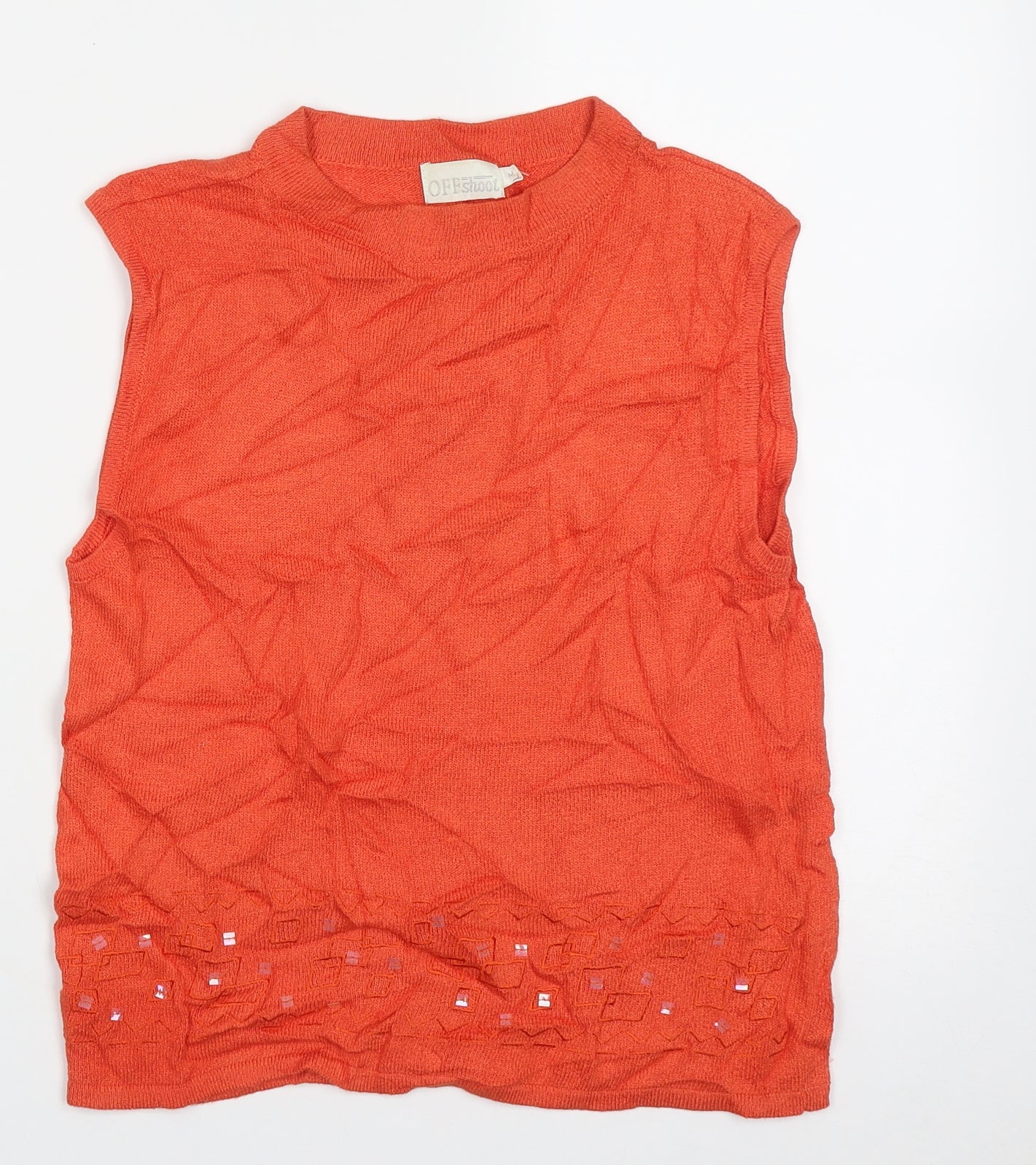 Off Shoot Womens Orange Crew Neck  Viscose Vest Jumper Size M