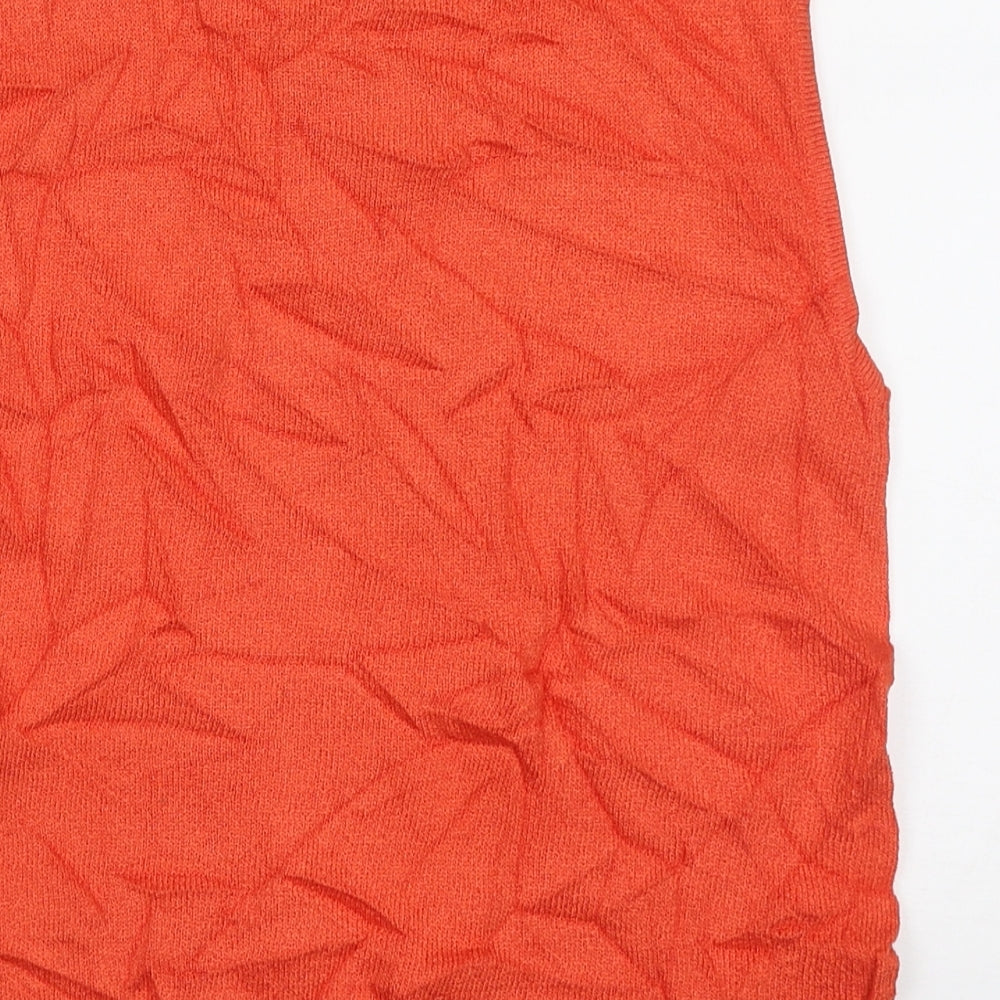 Off Shoot Womens Orange Crew Neck  Viscose Vest Jumper Size M