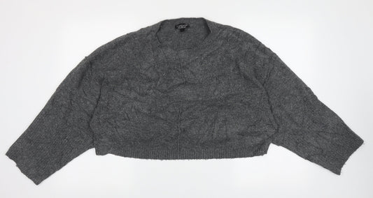 Topshop Womens Grey Crew Neck  Acrylic Pullover Jumper Size 10