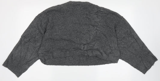 Topshop Womens Grey Crew Neck  Acrylic Pullover Jumper Size 10