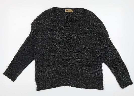 Katsumi Womens Black Crew Neck  Acrylic Pullover Jumper Size M