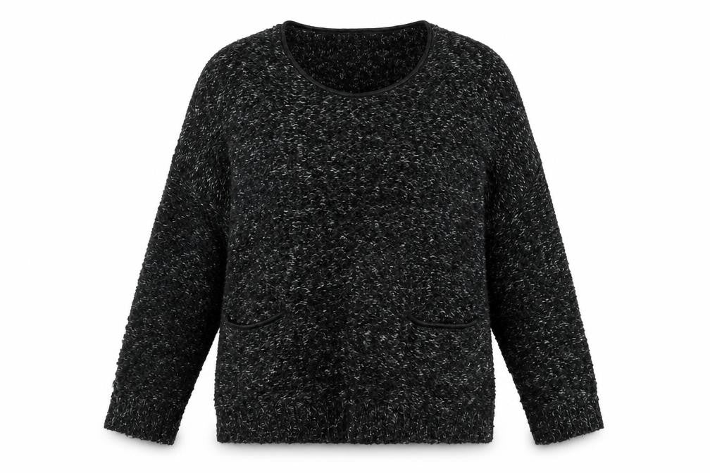 Katsumi Womens Black Crew Neck  Acrylic Pullover Jumper Size M