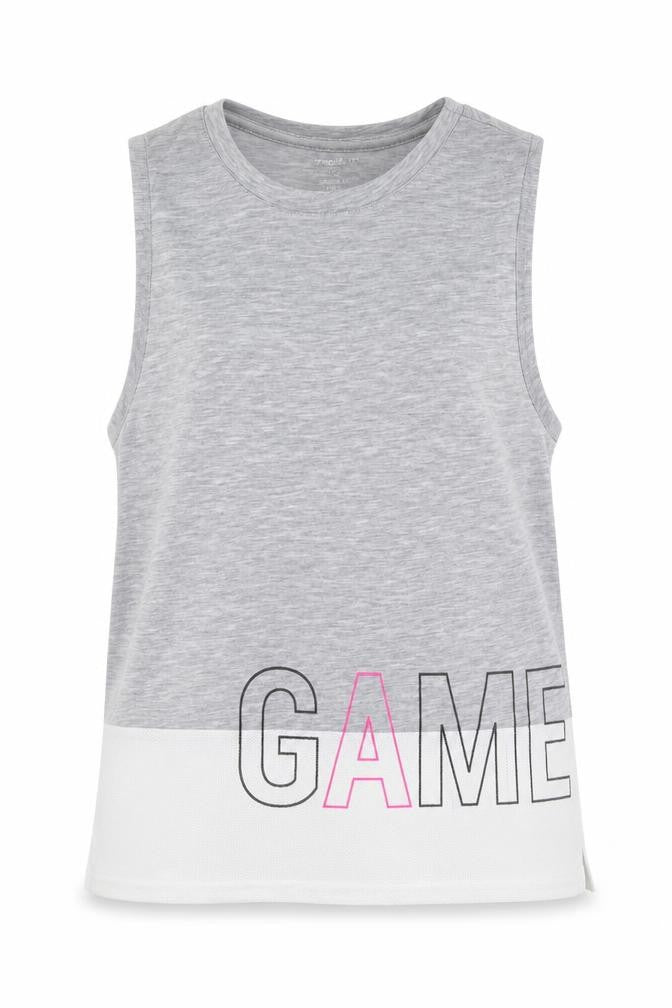 Work out Womens Grey  Polyester Basic Tank Size XS Crew Neck Pullover - Game on